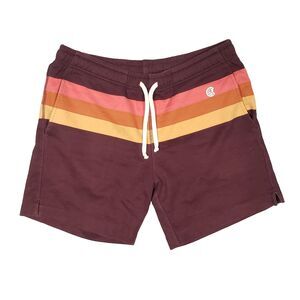 Todd Snyder x Champion 7" Engineered Stripe Warm Up Short in Oxblood Mens Large